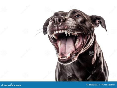 Scary Dangerous Pit Bull With Open Mouth Stock Illustration