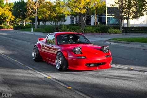 Red Mazda Miata Ccw Classic Three Piece Deep Dish Forged Wheels