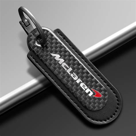 McLaren Carbon Fiber With Black Leather Keychain Tire Valve Caps Car