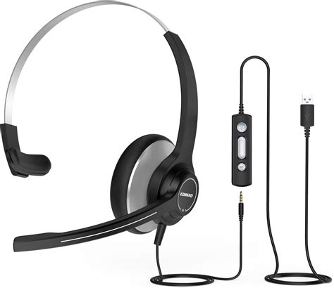 Konnao Usb Headset With Microphone 3 5mm Type C Wired Computer Headset With Noise