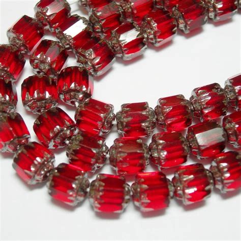 Red Czech Beads Etsy