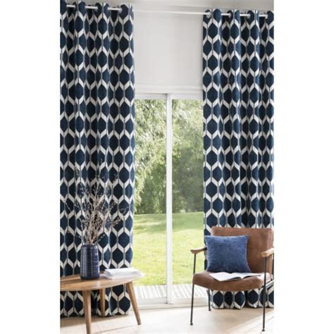 Single Sapphire Blue Velvet Eyelet Curtain With Jacquard Print 140x300