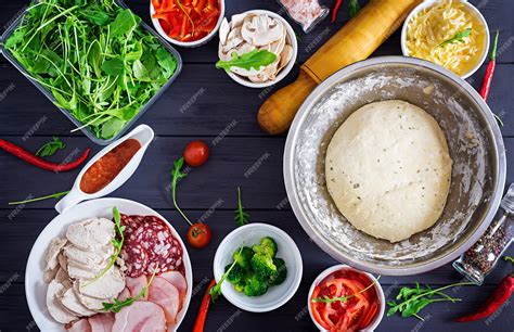 Premium Photo Italian Pizza Dough And Pizza Ingredients Dough