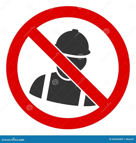 Flat Raster No Worker Icon stock illustration. Illustration of remove ...