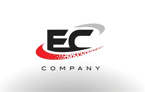 Diseño de logotipo de letra moderna ec con swoosh punteado rojo 4900875