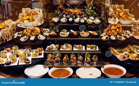 Culinary Event Food Background Close Up Catering Buffet Food In