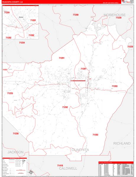 Wall Maps Of Ouachita Parish County Louisiana