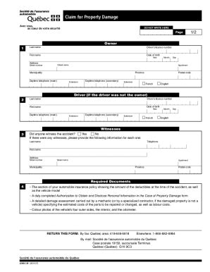 Fillable Online Claim For Property Damage Form For A Claim For