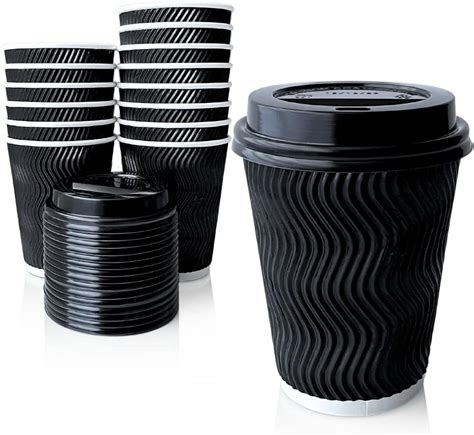 Zuvo 50 Pack Takeaway Coffee Cups With Lids Disposable Insulated