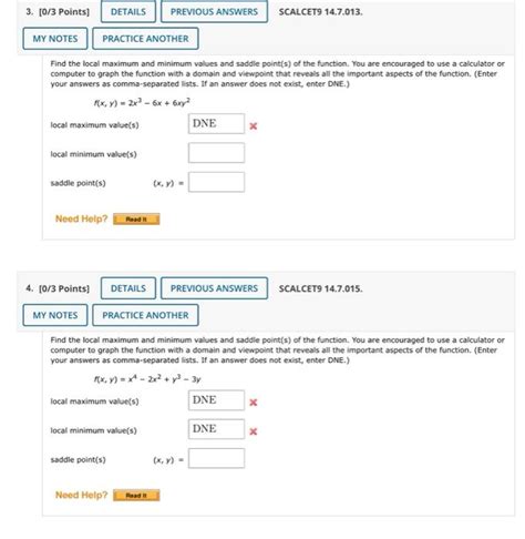 Solved Find The Local Maximum And Minimum Values And Saddle