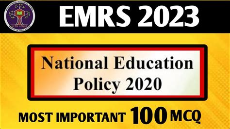 Emrs Nep Most Important Mcq New Education Policy