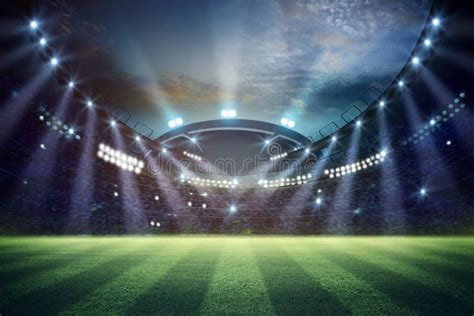 Lights at Night and Football Stadium 3d Rendering. Stock Photo - Image ...