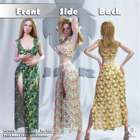 JMR DForce Frill Maxi Skirt Beachwear For G8F Render State