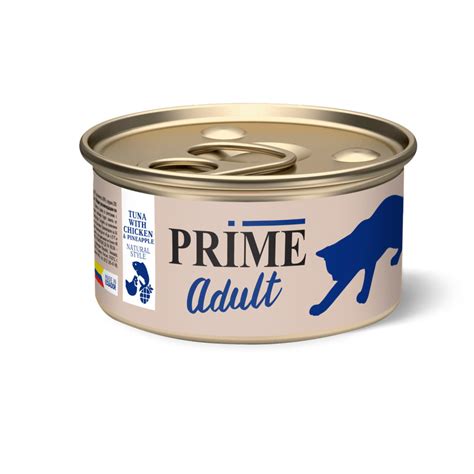 PRIME консервы для взрослых кошек с тунцом, курицей и ананасом, в ...