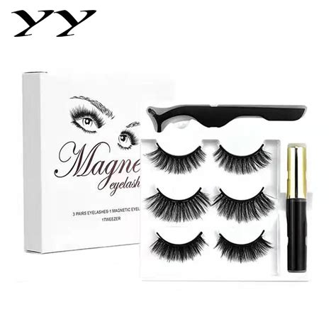 3D Mink False Magnetic Eyelashes Magnet Eyeliner Fake Eyelash