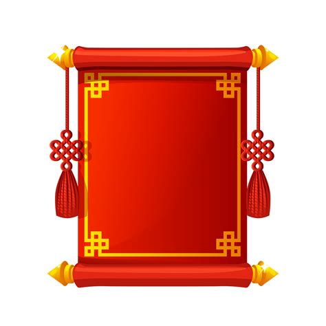 Red Chinese Scroll Border with ornament. Cartoon banner chinese style. 23799053 PNG