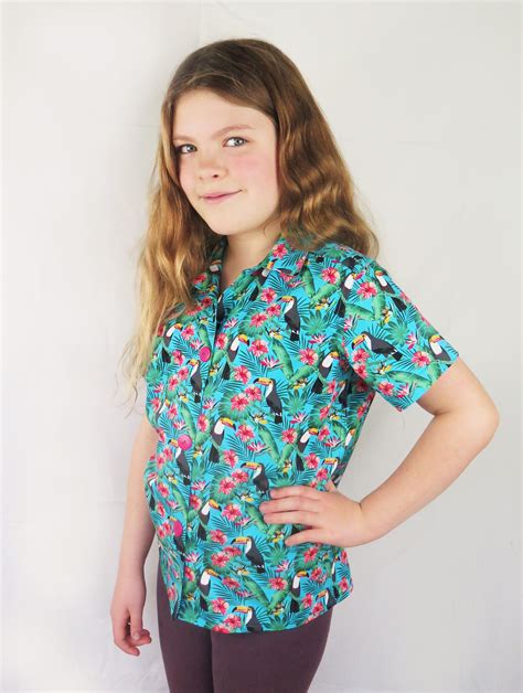 Kids Hawaiian Shirt Sewing Pattern, Tropical Print Shirt Pattern PDF