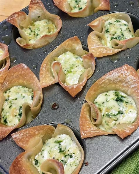 Spinach Artichoke Wonton Cups Namaste Home Cooking