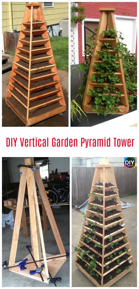 How To Diy Vertical Garden Pyramid Tower Diy 4 Ever