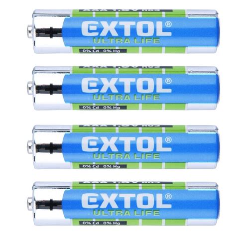 Set 4 Baterii Extol Ultra Life Cu Clorura De Zinc 1 5 V AAA R03