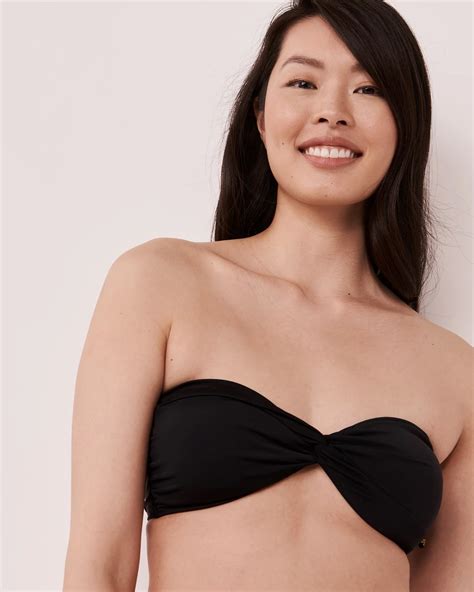 Solid Twisted Bandeau Bikini Top Black La Vie En Rose