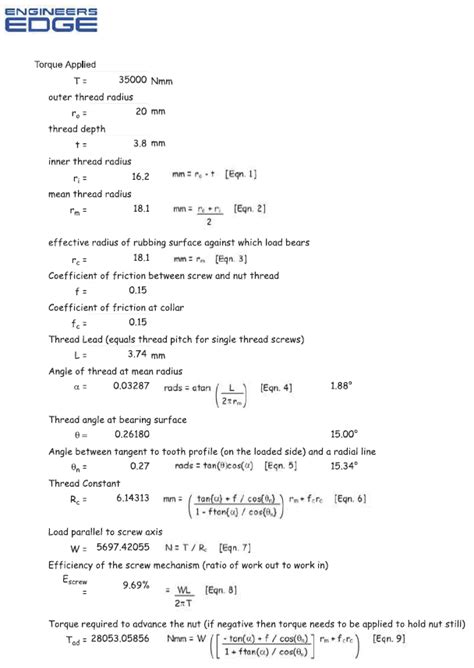 Screw Worm Gear Gear Axial Force Equation And Calculator