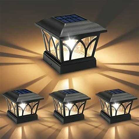 Volisun Solar Post Cap Lights Outdoor 4pack With Edison Led Bulbs 2 Brightness Setting Fence