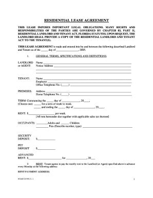 Form Fl Residential Lease Agreement Fill Online Printable