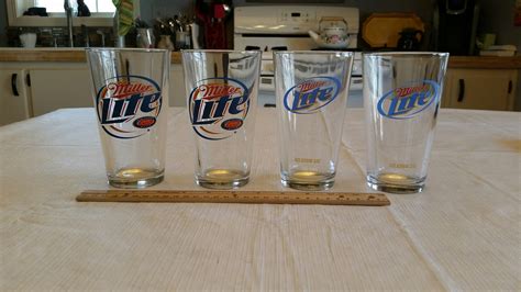 4 vintage miller lite beer glasses 2 styles 16 ounce pilsner | Etsy