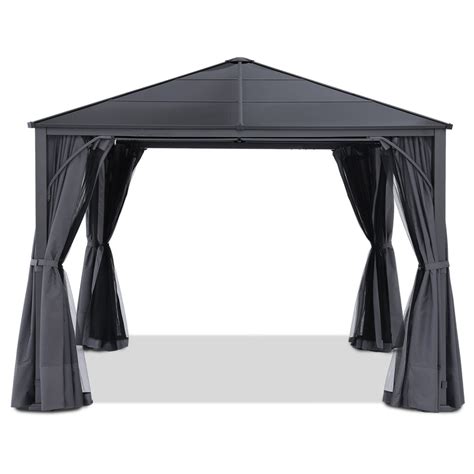 Abccanopy Outdoor Hardtop Metal Permanent Gazebo With Curtain And Nett Abccanopy