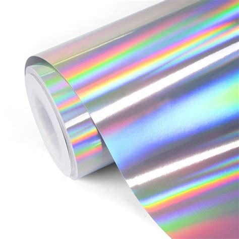 TECKWRAP 12 X 55 Glossy Silver Rainbow Holographic Chrome Car Vinyl