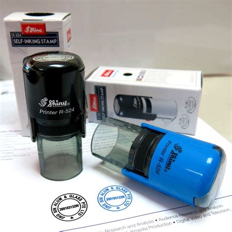 Rubber Stamp Self Inking Round Shiny R524 R532 Company Stamp Shopee