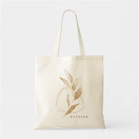 Modern Gold Shape Botanical Leaf Bridesmaid Tote Bag Zazzle