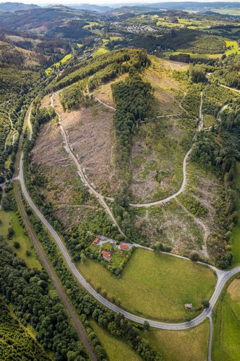 Luftbild Brilon Kahle Fl Che Eines Gerodeten Waldbestandes Entlang