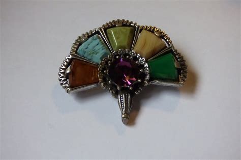 Unusual Scottish Celtic Fan Shaped Agate Miracle Glass Brooch Etsy