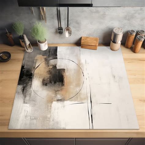 KitchenYeah Inductie Beschermer 78x78 Cm Kunst Abstract Grijs