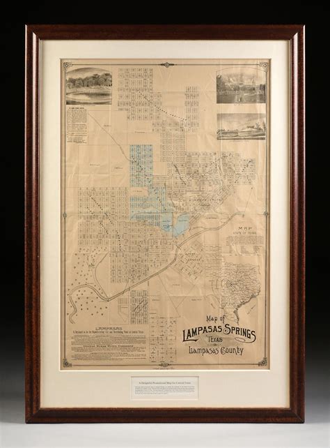 Lot - AN ANTIQUE MAP, "Map of Lampasas Springs, Texas, Lampasas County," DALLAS, CIRCA 1884,