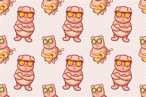 cool pig animal character seamless pattern illustration 44786601 Vector ...