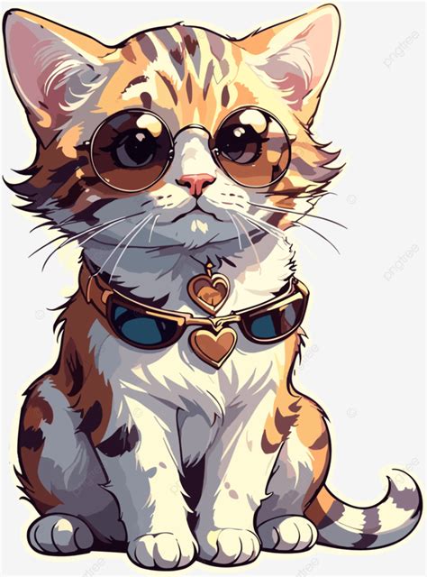 Adorable Cat Wearing Sunglasses Clipart, Retro, Paint, Sunglasses PNG ...