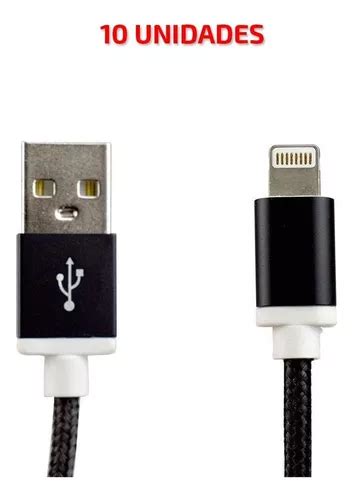 10 Cabos Usb Evus Fast Charge Lightning iPhone Reforçado Cor Preto