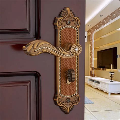 Euro Style Luxury Crystal Archaize Bed Room Handle Lock Antique Cooper