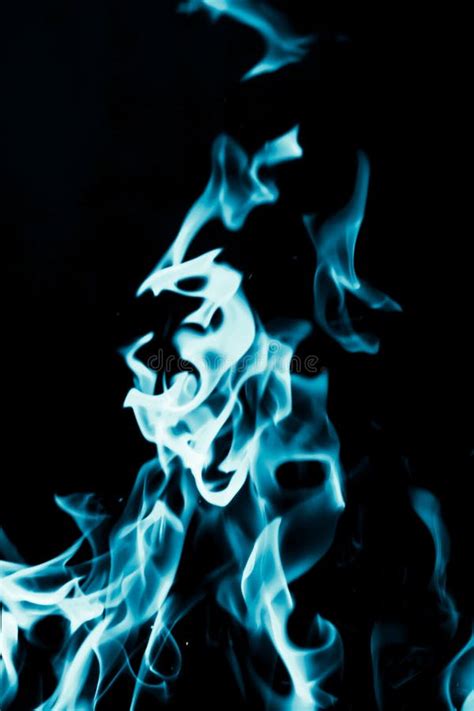 Abstract Background Of Blue Flame Fire On Black Background Stock Image