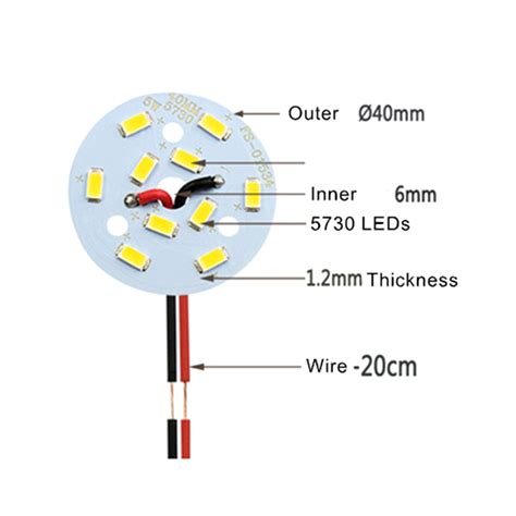 Φ40mm 5W SMD 5730 LED Beads Aluminum Substrate Plate Lighting Panel