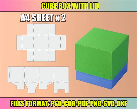 Box With Lid Svg Template Cube Box Svg Square Box Svg Cricut Cut