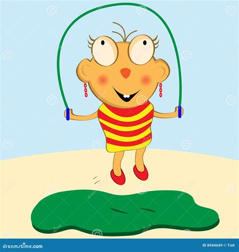 cartoon girl skipping stock vector illustration  graphic