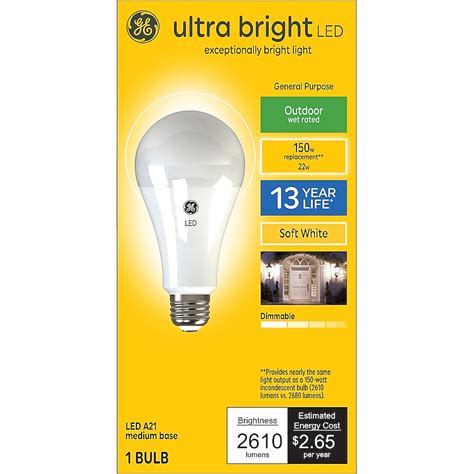 Ge Ultra Bright 150 Watt Eq A21 Soft White Medium Base E 26 Dimmable