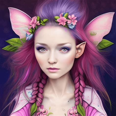 Beautiful Elf Fairy With Pink Jacket Creative Fabrica