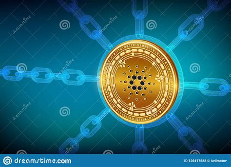 Cardano Valuta Cripto Catena Di Blocco Moneta Fisica Isometrica Di D