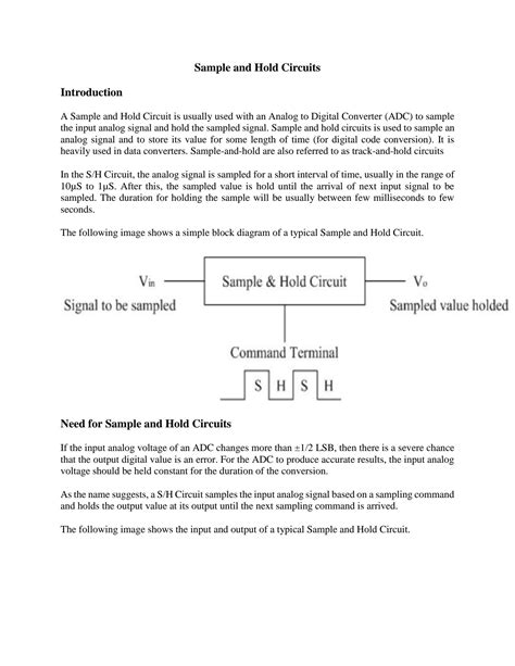 SOLUTION: Sample and hold circuits - Studypool