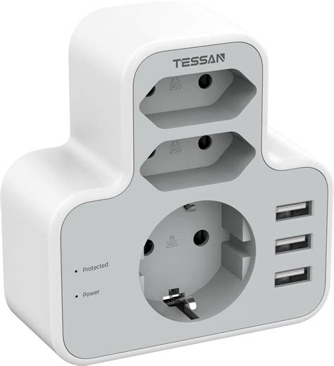 TESSAN Adapter Do Gniazdka Wtykowego Adapter USA Niemcy Wtyczka Z 3